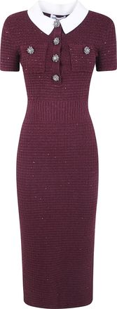 Self Portrait Midi Dress Textured Knit