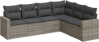 vidaXL Set De Muebles De Jard&iacute;n 6 Pzas Y Cojines Rat&aacute;n Sint&eacute;tico Gris Vidaxl