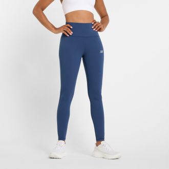 New Balance Lauftights NEW BALANCE Sleek High Rise Legging 27, Damen, Gr. XXL, N-Gr, nb navy (428), Obermaterial: 71% Polyester, 29% Elasthan, Hosen Lauftights