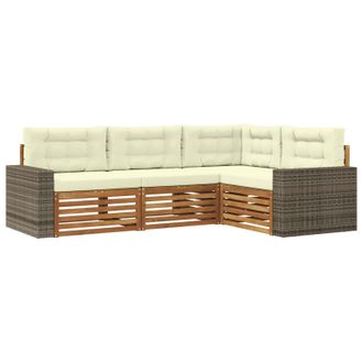 vidaXL Conjunto De Sof&aacute;s De Exterior 4 Pcs Natural Y Crema Vidaxl