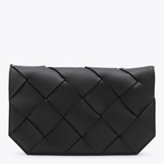 Bottega Veneta Black Leather Diago Pouch