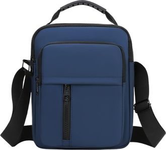 Generic Compatible For Mens Stylish Casual Oxford Crossbody Bag Small Sling Messenger with Multiple Zipper Pockets(Blue)