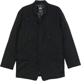 Yohji Yamamoto Cappotto con tasche a filetto - Nero