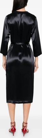 PESERICO Satin Midi Dress - Black