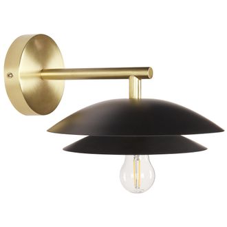 Beliani Beliani - L&aacute;mpara De Pared Moderna Glamour Iluminaci&oacute;n Decorativa Base De Metal Dorado Pantalla C&oacute;nica Negro Lasolo