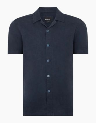 Remus Uomo Mens Remus Uomo SS Linen Shirt 29 Navy - Black - Size: 42/Regular