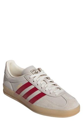 adidas Gender Inclusive Gazelle Indoor Sneaker in Cream White/Red/Gum 3 at Nordstrom, Size 12.5 Womens