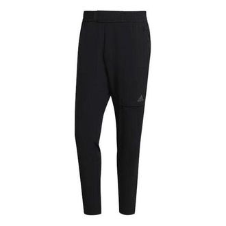 adidas Mens adidas Solid Color Logo Printing Elastic Waistband Straight Sports Pants/Trousers/Joggers Black HI5388