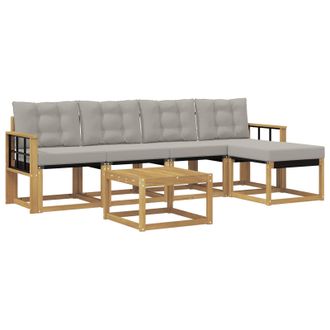 vidaXL Conjunto De Sof&aacute;s De Exterior 6 Pcs Blanco Y Gris Claro Vidaxl