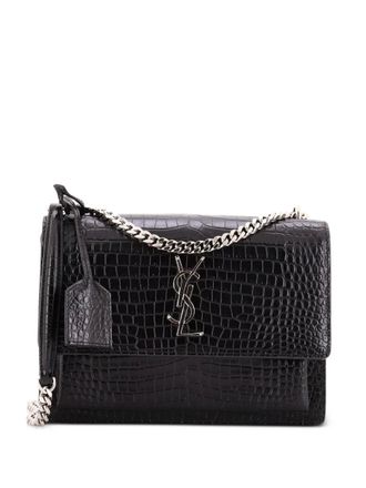 Saint Laurent Sunset Crocodile Embossed Leather Medium crossbody bag - Nero