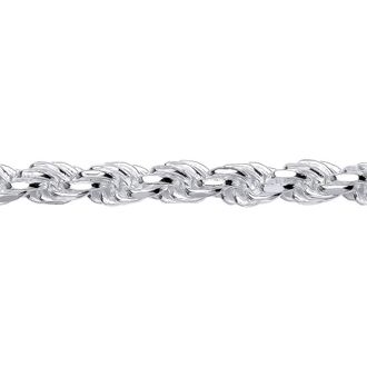 Jewelco London Sterling Silver Diamond-cut Solid Rope Chain Necklace 7mm | Size: 24 inches