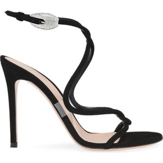 Gianvito Rossi Mamba Crystal Sandal in Black Suede at Nordstrom, Size 35.5