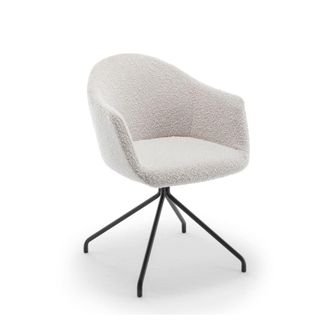 DRAWER Silla de oficina de tela rizada y metal - beige