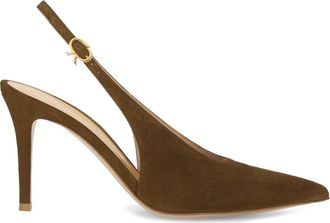 Gianvito Rossi Robbie Sling in Brown Suede Leather at Nordstrom, Size 41.5