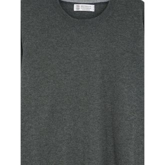 Brunello Cucinelli Mens Cashmere Crew Neck Sweater Grey Jumpers