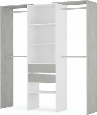 For&eacute;s Armario Vestidor 2 cajones blanco y cemento