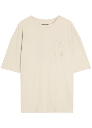 Amiri Amiri Quad Logo-appliqu&eacute;d Cotton T-shirt - Ivory - XL