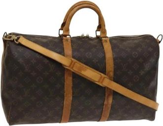 Louis Vuitton Tweedehands Canvas Louis Vuitton tassen - Dames - Vintage Weekendtas - Bruin - ONE Size - Leer - Vintage