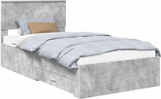 vidaXL Estructura De Cama Con Cabecera Gris Concreto 100 X 200 Cm Vidaxl