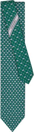 Ferragamo Zijden stropdas met olifantpatroon - Groen