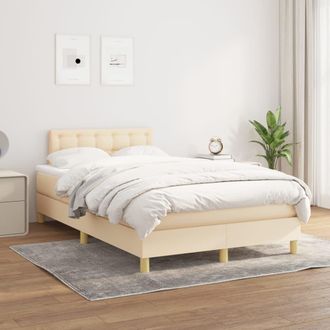 vidaXL Cama Box Spring Con Colch&oacute;n Tela Color Crema 120x200 Cm Vidaxl