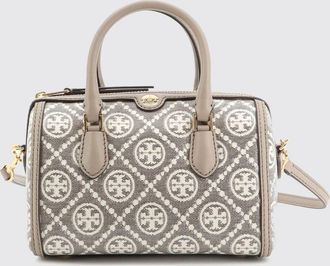Tory Burch Mini borsa a bauletto Barrel in cotone monogram con logo