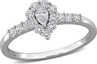Mimi & Max Created Forever 1/2ct TDW Lab-Grown Diamond Halo Engagement Ring Sterling Silver