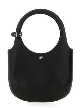 Courr&egrave;ges Circular Handle Leather Bag With Adjustable Strap