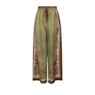 Zimmermann Indra Relaxed Pant - female - Zimmermann - Wide Trousers - Multicolor - XS - Trousers