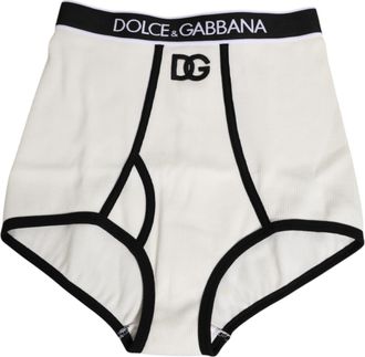 Dolce & Gabbana White Cotton Logo Waistband Culotte Womens Underwear