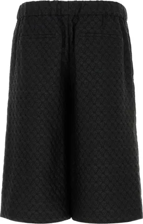 Alexander McQueen Mens Pyjama Bermuda Shorts Black Viscose Polyester Bermudas