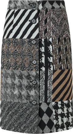 Moschino Fitted Patchwork Jurk - Dames - Midirokken - Veelkleurig - XL - Wol - Rokken