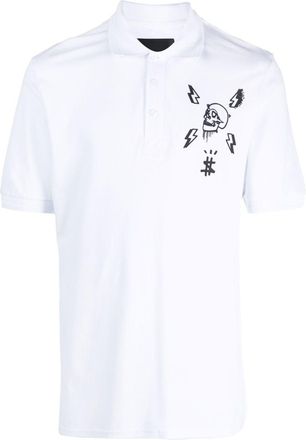 Philipp Plein skull-print polo shirt - men - Cotton - XXXL - White