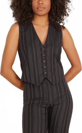 Nili Lotan Angelina Vest In Black Pinstripe