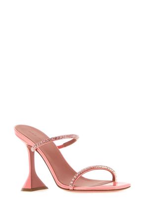 Amina Muaddi Pink Leather Gilda Heels
