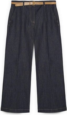 Fiorella Rubino Wijde Jeans met Afneembare Riem - Dames - Loose Fit Jeans - Blauw - L - Katoen - Jeans