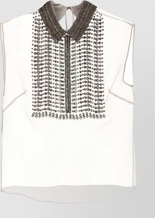Alberta Ferretti embellished collar chiffon top
