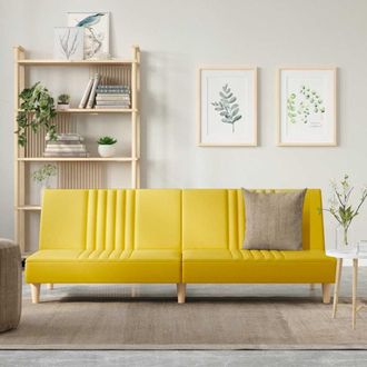vidaXL Sof&aacute; Cama De Tela Amarillo Claro Vidaxl