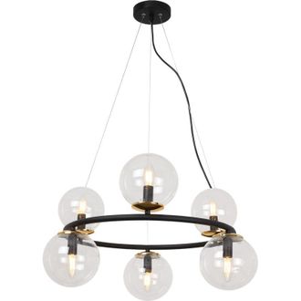 OEM L&aacute;mpara Colgante Aura Negra Y Dorada 6 L&aacute;mparas Planas Sin Pantalla E14