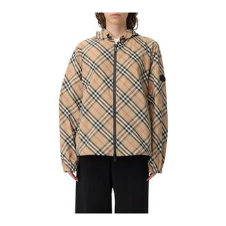Burberry Light Jackets, female, Beige, XL, Hooded Zip Jacket