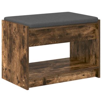 vidaXL Banco De Entrada Con Coj&iacute;n Roble Ahumado 63 X 38 X 45 Cm Vidaxl