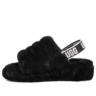 UGG (WMNS) UGG Fluff Yeah Slide Thick Sole Slipper Black 1095119-BLK