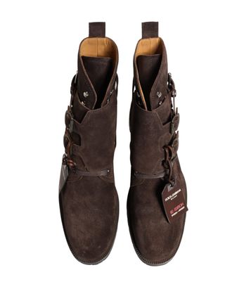 Dolce & Gabbana Mens Brown Suede Leather Buckle Ankle Boots Shoes