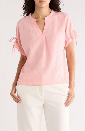 Bobeau Tie Dolman Sleeve Top in Coral Pink at Nordstrom Rack, Size X-Large