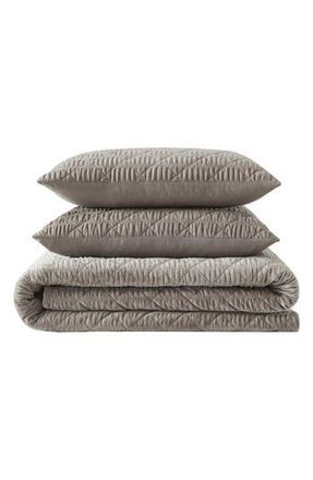 Vera Wang Crushed Velvet Comforter & Sham Set in Light /Medium Brown at Nordstrom Rack, Size Full/queen