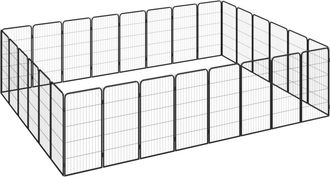 vidaXL Jaula Perros 28 Paneles Acero Recubierto Polvo Negro 50x100 Cm Vidaxl