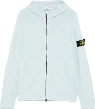 Stone Island Cardigan con cappuccio effetto garzato - Blu