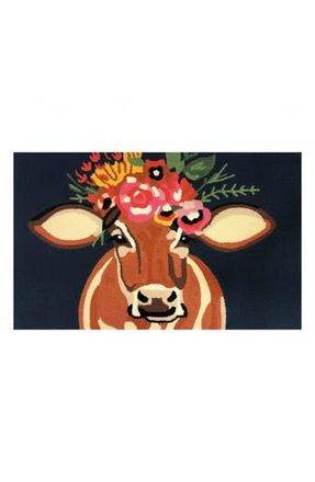 R16 Home Betsy Floral Cow Doormat in Indigo/Brown Multi at Nordstrom Rack