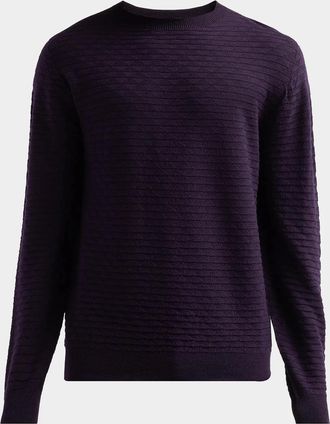Giorgio Armani Geometric Textured Virgin Wool Crewneck Sweater