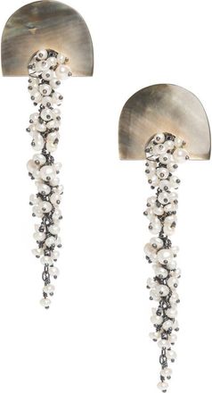 Freya Rose Hakuro Mother of Pearl and Pearl Long Drops in Black at Nordstrom